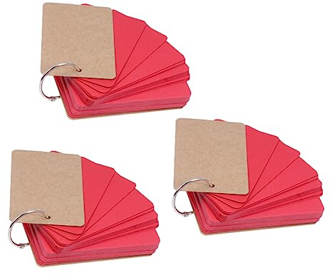 HOODANCOS 3stücke Teiliges Leere Notizblöcke Mit Ringbindung Praktische Memo Pads Für Schule Und Zuhause Handgefertigte Notizzettel Rot Für Notizen Und Lesezeichen
