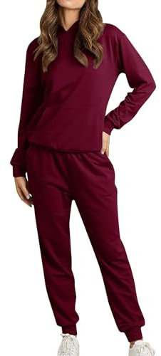 2024 gemütliches Damen-Jogging-Set, entspannte Passform, lässiger Herbst und Winter, langärmelig, mit Kapuze, mit Taschen, Sportpullover, Freizeithose, Pullover-Set, Damen-Arbeitsanzüge und Kleider,