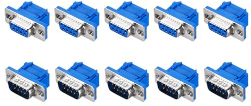 sourcing map D-sub Connector DB9 IDC Crimp Connector Male Female Socket 9-pin 2-Row Male Female Serial Port Terminal Breakout for Mechanical Equipment CNC Computers Pack of 10