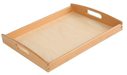 MOTHNUR 1pezzi Vassoio di Legno Montessori con Manico Contenitore Pratico per attività e Artigianato per Scuole Materne e Giochi Creativi Design Leggero e Versatile