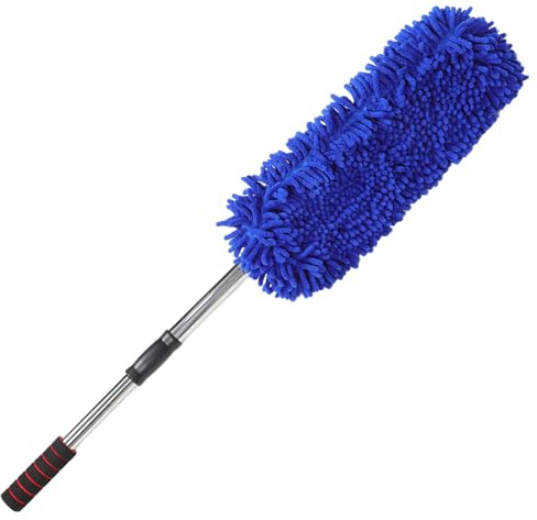 EXAOMBLE Mop per Lavaggio Auto con Manico Estensibile e Setole Morbide Spazzola Telescopica per Pulizia Esterni Auto Utile per Rimuovere Polvere e Sporco da Diversi Modelli di Veicoli