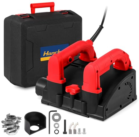Hanchen Machine à raboter murale électrique 1680 W professionnelle avec grattoir mural réglable de 1 à 4 mm de profondeur avec étui de transport, outil de rénovation pour murs en béton et mastic