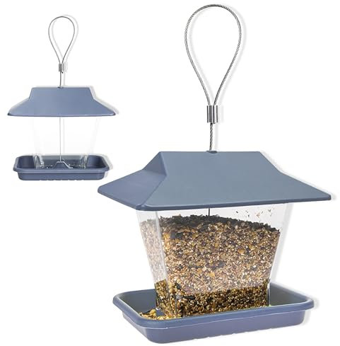 My Garden Bird Feeder Hanging Bird Feeding Station Weather & UV Resistant Seed Feeder, Easy to Clean & Assemble, Hanging Food Feeders for Robins and Small Birds Ideal for Gardens Balconies Patios