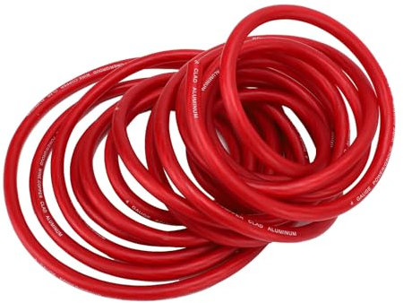 Filo a 4 Calibri, Alluminio in Rame CCA Touch Soft Touch 25ft 4 AWG Cavo di Alimentazione per Sistemi di Altoparlanti per Auto Trailer RV, Realizzato con, Guaina Tocco Morbida,