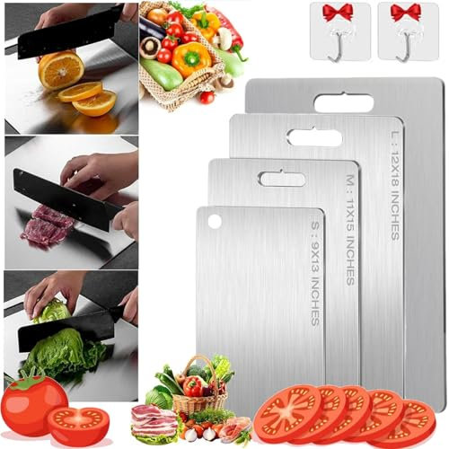 Planche à découper double face en titane pour cuisine Taille XXL (46 x 30 cm) Qualité supérieure et durable Idéal pour les grandes familles