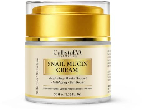 CallistaÉVA Schneckenschleim Gesichtscreme mit Schneckenmucin, Ceramiden, Peptiden & Hyaluronsäure – Feuchtigkeitscreme für Hautbarriere & Anti-Aging – 50 ml