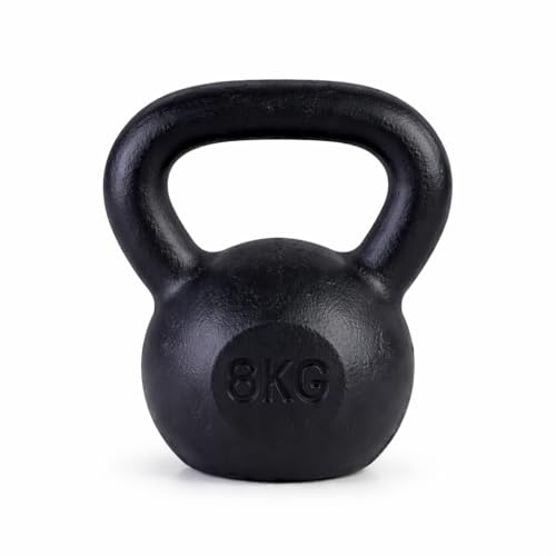 Vinyl Kettle bell Weight Set Exercise Home Gym Fitness Workout 4-20kg |Vinyl & Cast Iron Kettle bells Correct Shape And Size | Home And Gym Fitness Workout (Black (Cast IRON), 8 KG)