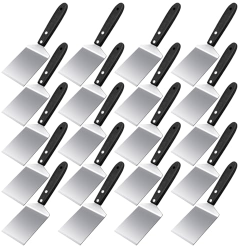 BBTO 20 Pcs Small Pizza Spatula Stainless Cookie Server Spatula with Wooden Handle Bulk Cookie Pie Stainless Baking Shovel for Kitchen Cooking Desserts Pizza Cake Biscuit(Black)