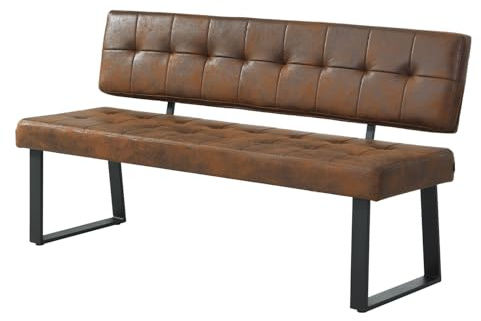B&D home Sitzbank Sigfrid - Eckbank Esszimmer Mit Lehne, Sitzbank Flur, Pflegeleichter Bezug Kunstleder in Braun, Kaltschaum-Polsterung, Für Esszimmer, Küche & Flur, 160 cm