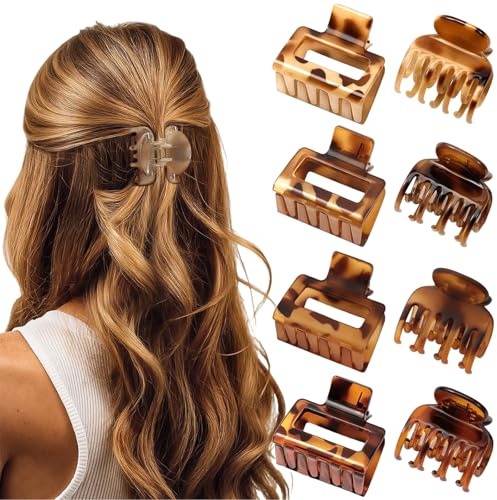 Evadollina Haarspangen Damen, 8 Stück Haarklammer, Bernstein Entenschnabel Haarspange, Entenschnabel Haarspangen Damen, Haarklammern, Haarklammer Flach, Weihnachten (2 Designs)