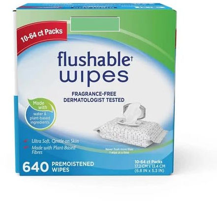 Genuine KS Moist Flushable 632 Wipes Includes 2 Travel Packs
