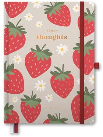 Palaoa® Notiz- und Tagebuch A5 ”Erdbeere” - Notizbuch A5 gepunktet 5mm Dotted Grid, extra-dickes 120 g/m² FSC® - Papier für Bullet Journaling Notizbuch Journal Tagebuch