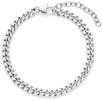 s.Oliver Herren Bracelet - Armband aus mattiertem Edelstahl - Silber - Panzerkette verstellbar bis 22 cm - wasserfest & hautfreundlich
