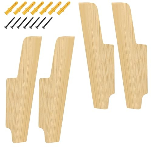 HASLED 4 Piezas Perchero Pared Madera de Roble Macizo, Colgador de Pared con Gancho, Ganchos para Colgar Ropa, con Tornillos y Tacos, para Entrada, Dormitorio, Salón, Hotel, Oficina