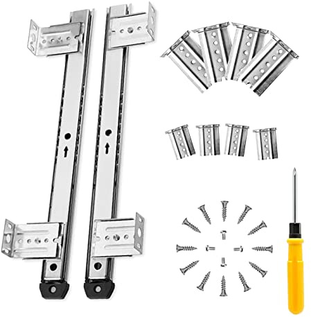 14in Keyboard Drawer Slides Ball Bearing Runners Slides Rail - with Adjustable Height Bracket - for Mounting On Computer Keyboard Trays and Drawers, Office, Garage, Cabinet