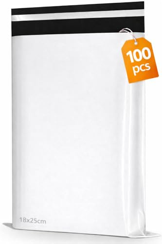 Bolsas para Envíos de Plástico Autoadhesivas Impermeables, Sobres de Correo Opacos para Paquetería y Ecommerce, Bolsas Courier Resistentes – Punto ES Lighting (100, 18x25cm)