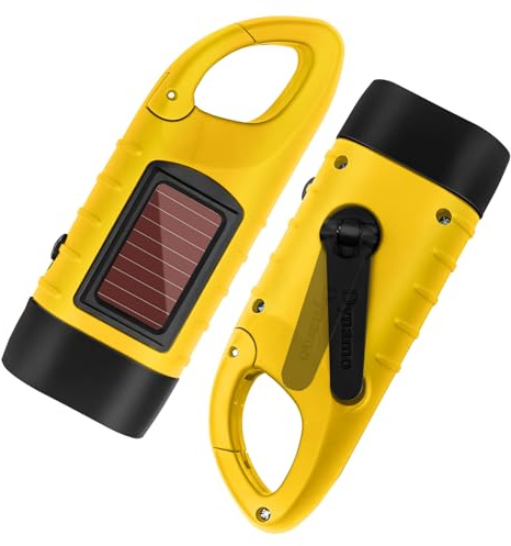 MIMISOLA 2 PCS Lampe Dynamo, Lampe de Poche Dynamo, Lampe Torche Solaire, Mini Lampe Torche Nanivelle pour L'extérieur Randonnée Cadeau Camping Équipement D'urgence (Jaune)