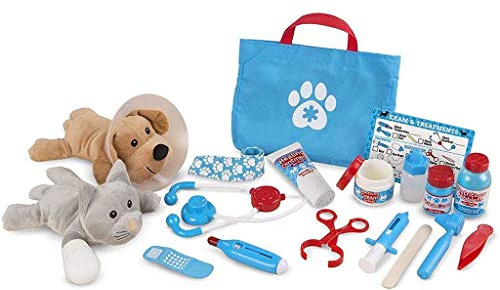 Melissa & Doug Tierarzt Spielset - 24-teiliges Spielset mit Zwei Plüschtieren und vielen Zubehörteilen zum Untersuchen und Behandeln, ab 3 Jahren
