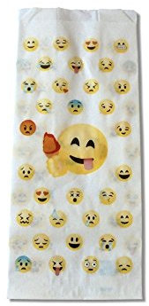 PZ 500 SACCHETTI IN CARTA 14 X 30 FANTASIA EMOTICON EMOJI BUSTA PER ALIMENTI SACCHETTO POLITENATO PAPER BAG