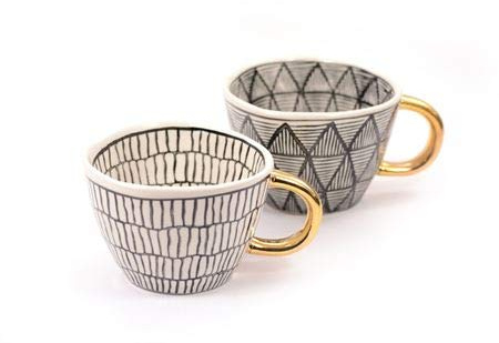 Cha Cult Becher Lalia, Keramik mit Goldhenkel 2 fach, 0,2 l