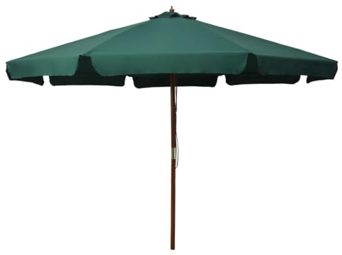 vidaXL Sonnenschirm mit Holzmast Marktschirm Gartenschirm Strandschirm Ampelschirm Balkonschirm Terrassenschirm Schirm Garten 330cm Grün