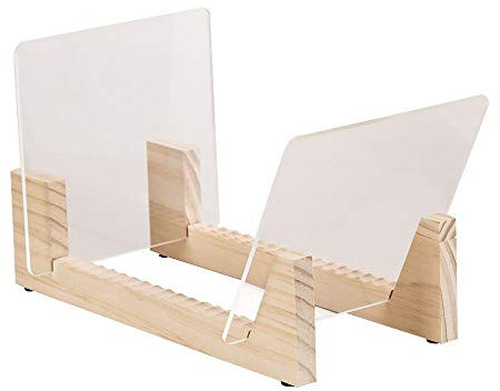 Tincogo Schallplattenständer,LP Ständer,Vinyl Ständer,Schallplatten Aufbewahrung für 50 LPs,aus Kiefernholz mit robustem transparentem Acrylhalter, Kompatibel mit Allen CDs und LPs,Natürlich
