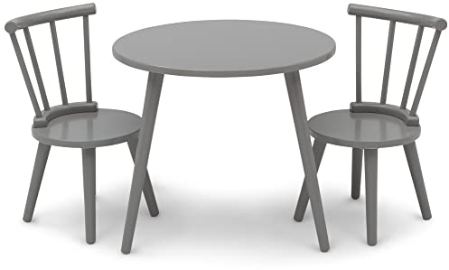 Delta Children Homestead Kids Table & 2 Chairs Set - Ideal for Arts & Crafts, Greenguard Gold Certified, Grey