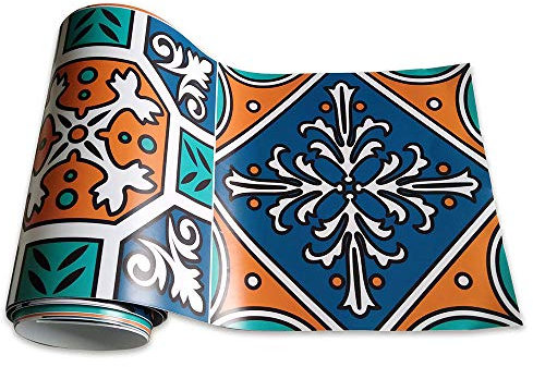 Frise Murale Autocollant Rétro vert Bordure de Papier Peint Papier Peint Autocollant imperméable en PVC Plinthe Autocollant de Salle de Bain Décor Mural20X240CM