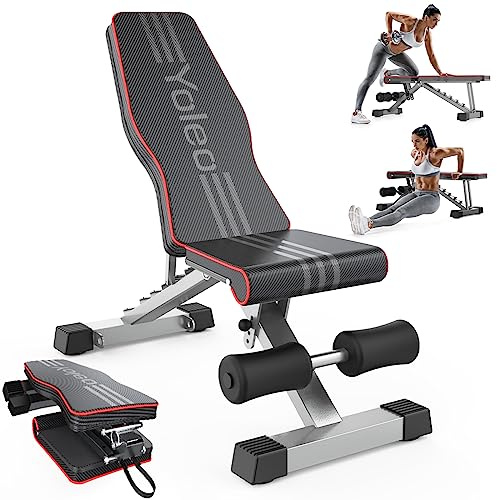 YOLEO Adjustable Weight Bench for Home Gym, ASTM-Certified 827LBS, 98% Pre-Assembled, Foldable Gym Bench with 84 Positions Incline Decline Flat, Wider Seat