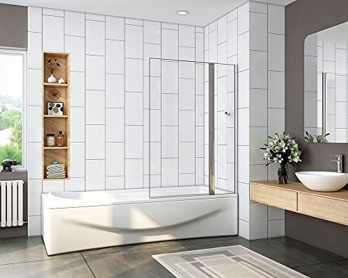 Acezanble 1000X1400mm New Chrome 180 Degrees Pivot Shower Bath Screen