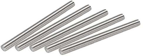 sourcing map 5 Stück M10 x 110 mm Vollgewindestange 304 Edelstahl Rechtsgewinde, M10-1,5 Gewindesteigung