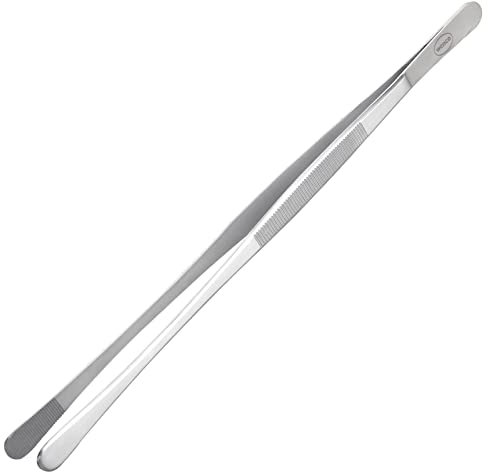 wenco Bratpinzette Edelstahl Gourmet Brat-Pinzette zum Greifen und Wenden beim Kochen, 30 cm, Abgerundete Spitzen, Rostfreier, Stainless Steel, Silver
