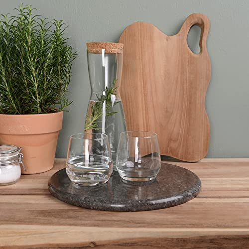 wohnfreuden Marmor Tischset grau rund 30 cm - Tablett aus Stein für Wohnzimmer oder Küche