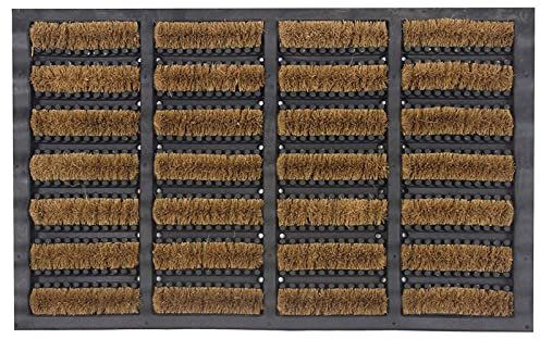 LSC Tuff Scrape Door Mat Heavy Duty Outdoor Doormats Removes Grass, Mud and Dirt 100% Natural Coir Bristle with Rubber Backing Machine Washable Non-Slip Doormats Large (nbs Pack of 1, 40 x 60 cm)