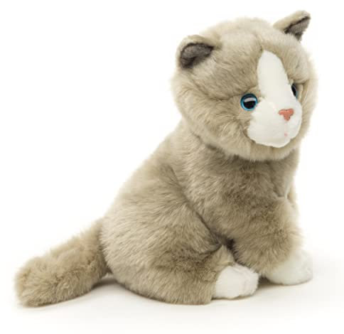 Uni-Toys - Chat gris assis - 21 cm (hauteur) - Chaton en peluche - Doudou