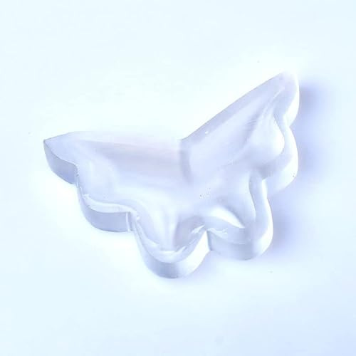 1 cuenco de cristal de selenita natural con forma de mariposa, piedra tallada en yeso blanco, adornos de colección de regalos