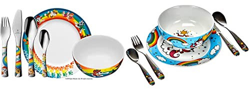 WMF Paw Patrol Kinder Geschirrset 6-teilig, Kindergeschirr mit Kinderbesteck Edelstahl, ab 3 Jahre, Cromargan poliert & Einhorn Kinder Geschirrset 6-teilig, Kindergeschirr mit Kinderbesteck Edelstahl