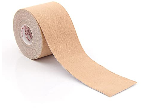 SHTGOI 1 Rollen Kinesiologie Tape 5m x 3.8cm Wasserfeste Kinesiotape Elastische Sportband Selbstklebende Physio-Tape Fitness Bandage Muskeln Tape Sporttape Muskelaufkleber für Sport Hautfarbe