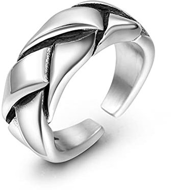 BCughia Vorsteckring Silber, Titan Ringe Geflochtener Öffnungsring Breite 9,1 mm Hochzeit Eheringe Geschenke für Herren und Damen Größe 60 (19.1)