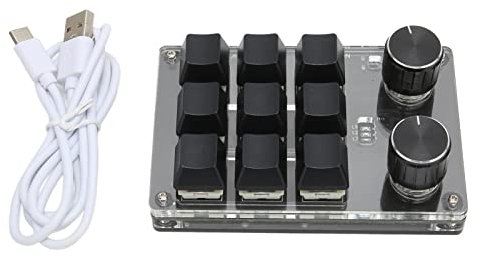 OSU Gaming Keypad, 9 Keys 2 Knob DIy Programmable Keyboard, Small USB Wireless Dual Mode OSU Keypad para Oficina, Juego, Música, Medios, Control Industrial, Laboratorio