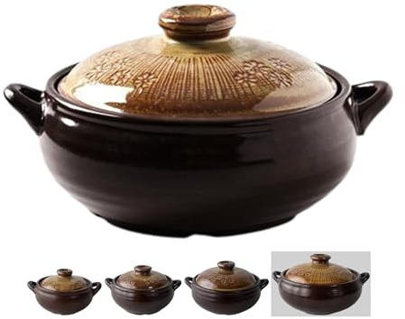 BALWOO Korean Pot [Buncheong] MUD GLAZE Earthenware Ttukbaegi, Natural Ceramic Clay Cooking Pot Casserole, Heat Resistant Ceramic Earthen Pot, Zero-Crack Stone Bowl Stockpot Soup Cookware, Pottery
