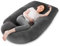 Otauoaea Almohada para Embarazadas, Almohada de Embarazo, Almohada de Cuerpo Completo en Forma de J, Almohada de Lactancia con Funda de Terciopelo Extraíble y Lavable,145x70 cm(Gris Oscuro)