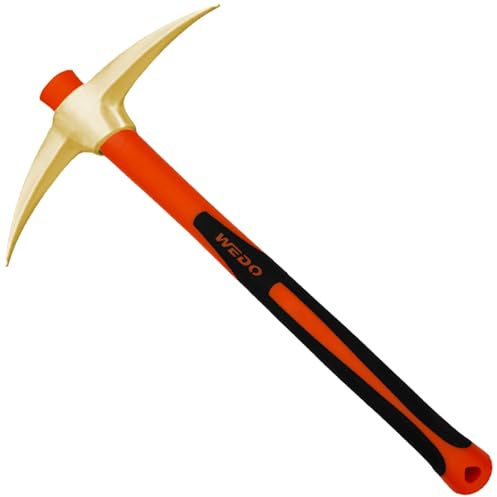 WEDO Non-Sparking Railroad Pick Axe,Pick Mattock,Adze Hoe with Fiberglass Handle for Weeding, Prying and Digging,Aluminum Bronze,Length 910mm,Suitable for Petrochemical Industry, Boat
