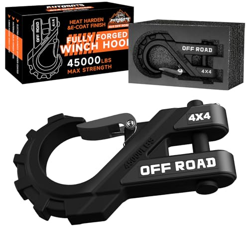 Autobots 3/8 Zoll Seilwinde Haken Max 20,4 kg, robuster ATV-Windenhaken mit Sicherheitsriegel für ATV, UTV, SUV, Anhänger, Abschleppwinde, Zubehör für synthetische Seilwinde, Kabel, Schwarz