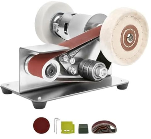 watera Enchufe Europeo, Lijadora de Banda, Afilador de Cuchillos EléCtrico de Velocidad Ajustable, Amoladora de Banda de 15 Grados, Lijadora de Banda EléCtrica para CarpinteríA