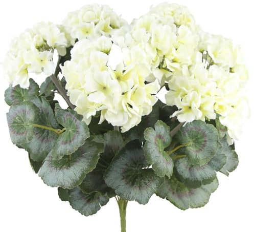 CITYES 1 Pcs Artificial Geraniums Silk Flowers Outdoor Artificial White Geranium