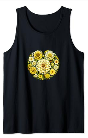 Dahlia Flower Art Yellow Dahlias floral artwork Tank Top