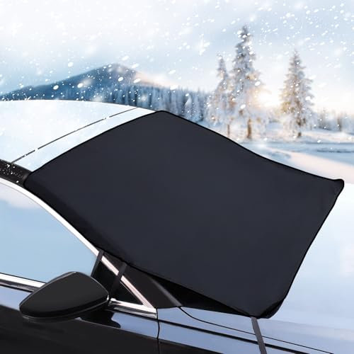 Sexyhot Couverture Pare Brise Voiture Hiver, Bâche Pare Brise Protection, Anti-Poussière et Feuilles, Pluie, Neige, Glace et Givre, Usage Général Pliable 190 * 107cm