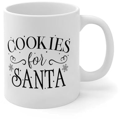 Cookies for Santa Tasse, 325 ml, Kaffee-/Teetasse, Geschenk für Freunde, Kollegen, Chef, Mitarbeiter, Erwachsene, Keramik, Weiß