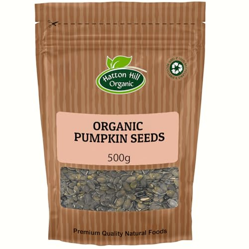 Organic Pumpkin Seeds 500g by Hatton Hill Organic | Nutritious & Delicious for Snacking, Kernel, Baking, and Cooking